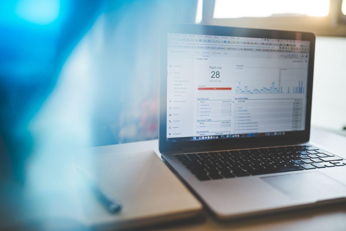 Laptop displaying Google Analytics to measure content performance