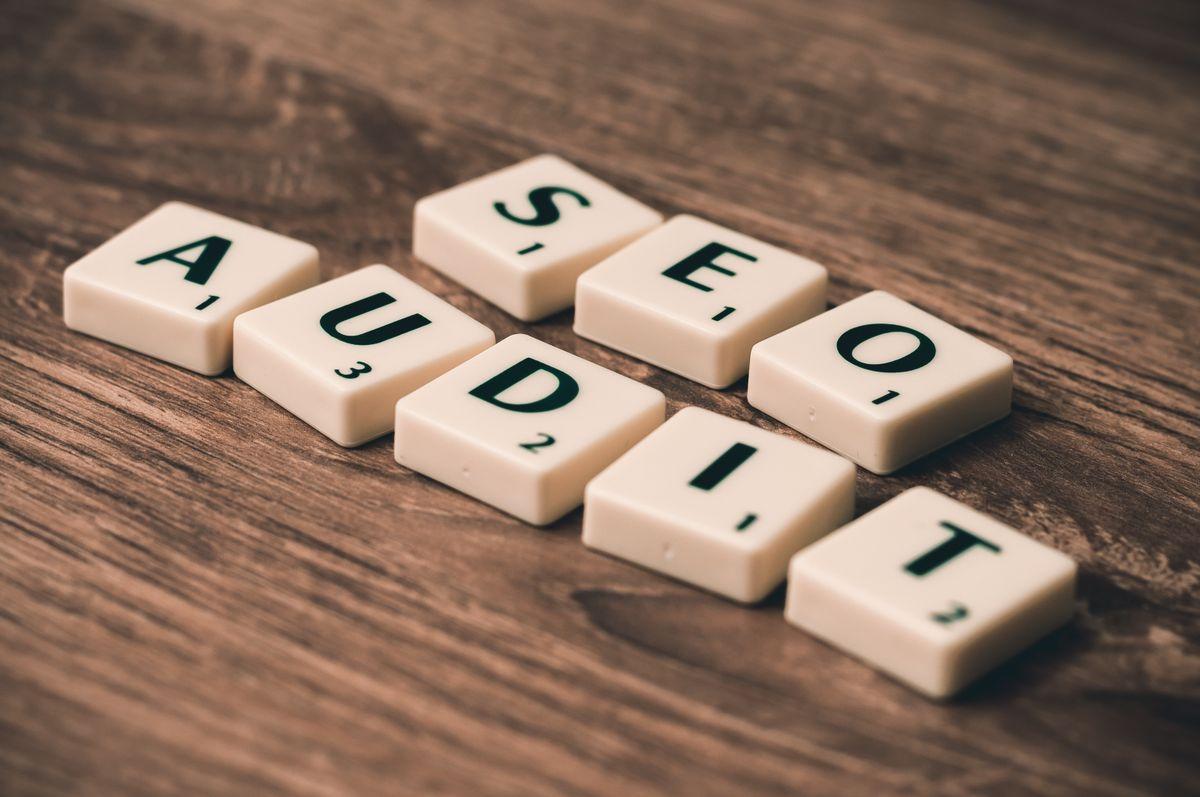 Tiles spelling SEO Audit, representing organic search strategy