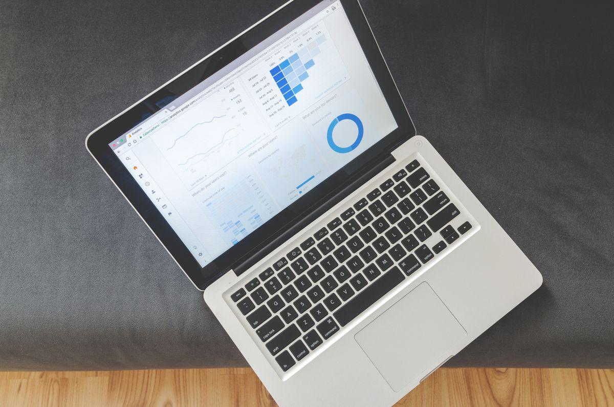 Laptop screen displaying marketing performance charts