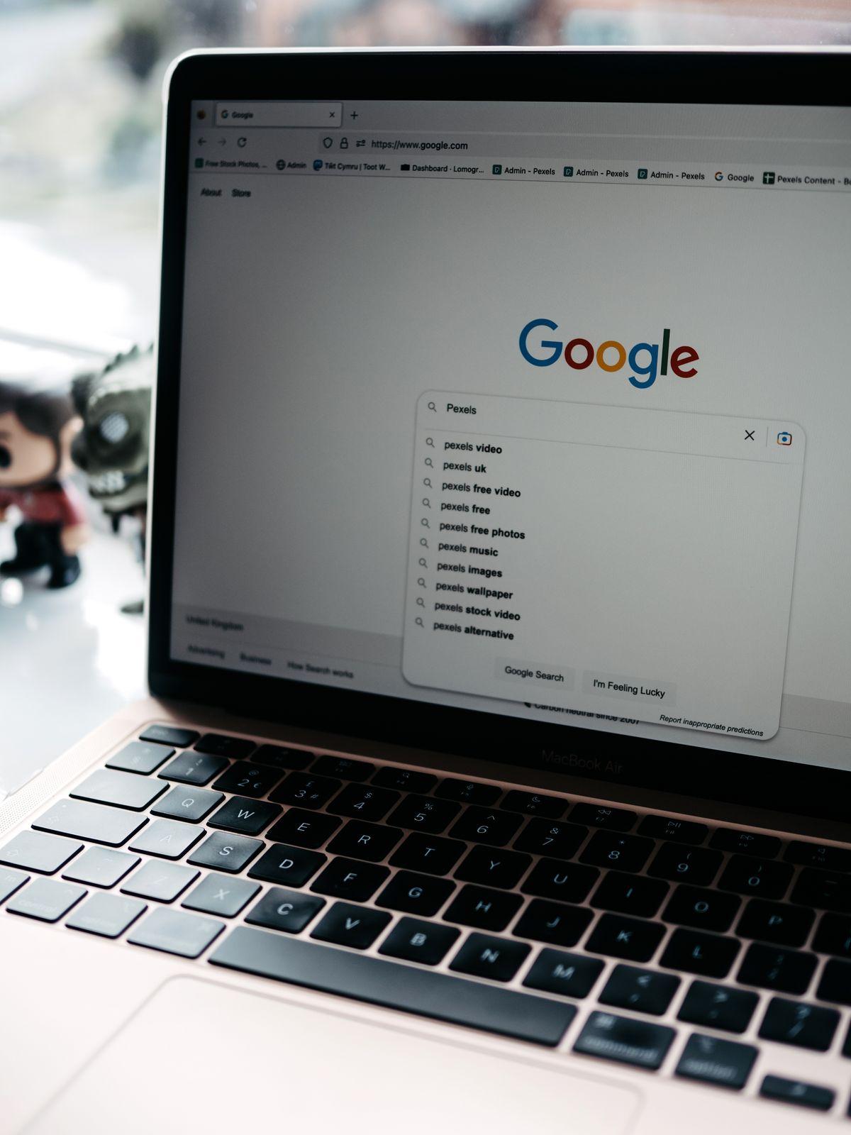Laptop showing paid search results from a Google Ads campaign